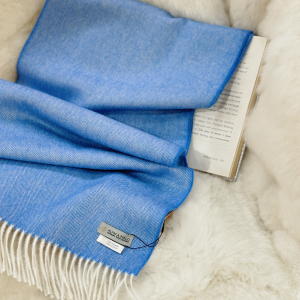 (Discontinued) Alpaca Field Premium Baby Alpaca Herrinbone Scarf Blue